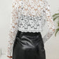 Lace Open Front Long Sleeve Cover Up