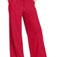 Drawstring Elastic Waist Wide Leg Pants