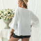 Plus Size Lace Detail V-Neck Three-Quarter Sleeve Blouse