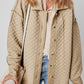 Exposed Seam Collared Neck Button Up Shacket