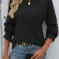 Ribbed Round Neck Long Sleeve T-Shirt
