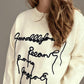 Letter Contrast Round Neck Dropped Shoulder Sweater
