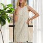 ADORA Applique Round Neck Sleeveless Shift Dress