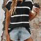 Striped Round Neck Short Sleeve Knit Top