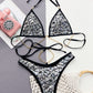 Sequin Halter Neck Two-Piece Bikini Set