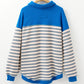 Striped Johnny Collar Long Sleeve Sweatshirt