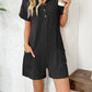 Button Detail Collared Neck Short Sleeve Romper
