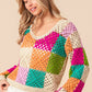 BiBi Multi Color Checkered Long Sleeve Knit Top - Brand BiBi