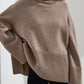 Side Slit Turtleneck Drop Shoulder Sweater