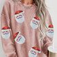 CHRISTMAS Sequin Santa Patch Ribbed Sweatshirt