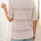 Openwork Round Neck Half Sleeve Knit Top
