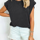Full Size Textured Round Neck Cap Sleeve Blouse