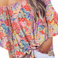 Tied Printed Off-Shoulder Half Sleeve Blouse