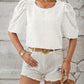Full Size Swiss Dot Round Neck Short Sleeve Blouse