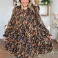 Double Take Full Size Printed Ruffle Hem Long Sleeve Dress