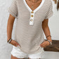 Striped V-Neck Short Sleeve T-Shirt