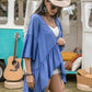 Lace Detail Tied Dropped Shoulder Cover Up