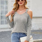 Ribbed Cold Shoulder Long Sleeve Top