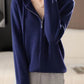 Drawstring Zip Up Long Sleeve Hooded Sweater