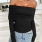 Ruched Off-Shoulder Long Sleeve T-Shirt