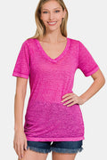 Zenana V-Neck Short Sleeve T-Shirt *