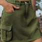 Full Size Adjustable Waist Denim Skirt with Pockets