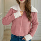 Zip Up Collared Neck Long Sleeve Cardigan