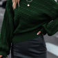 Cable-Knit Mock Neck Dropped Shoulder Sweater