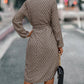 Tied Printed Notched Balloon Sleeve Dress