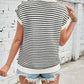 Lovelet Striped Round Neck Cap Sleeve Sweater