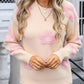 Flower Round Neck Long Sleeve Sweater