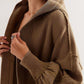 Exposed Seam Open Front Batwing Sleeve Hooded Cardigan