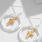 Brass Contrast Cross Dangle Earrings