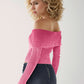 Double Take Ribbed Off-Shoulder Zip Up Long Sleeve Cardigan