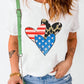 Heart Round Neck Short Sleeve T-Shirt