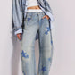 Contrast Star Wide Leg Jeans