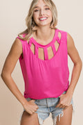 BiBi Cutout Round Neck Sleeveless Top - Brand BiBi *