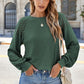 Lace Detail Round Neck Lantern Sleeve Top