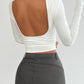 Backless Round Neck Long Sleeve T-Shirt