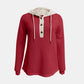 Full Size Waffle-Knit Contrast Long Sleeve Hoodie