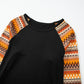 Printed Round Neck Raglan Sleeve Blouse