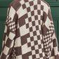 Checkered Open Front Long Sleeve Cardigan