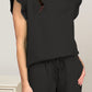 Slit Round Neck Top and Drawstring Shorts Set