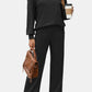 Round Neck Long Sleeve Top and Pants Set