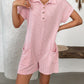 Button Detail Collared Neck Short Sleeve Romper