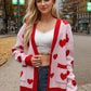 Heart Button Up Dropped Shoulder Long Sleeve Cardigan