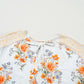Plus Size Printed Tie Neck Long Sleeve Blouse