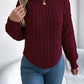 Asymmetric Hem Round Neck Long Sleeve Sweater