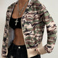 Pocketed Camouflage Zip Up Hooded Jacket