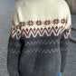 Chevron Contrast Round Neck Long Sleeve Sweater